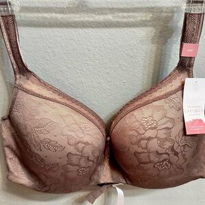 NEW W/TAGS Cacique Taupe Lightly Lined Underwire Balconette Bra With Lace - 42C